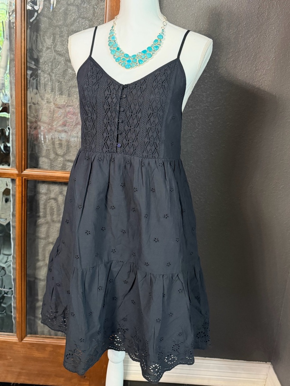 NWT Black Eyelet A-Line Sundress - Women